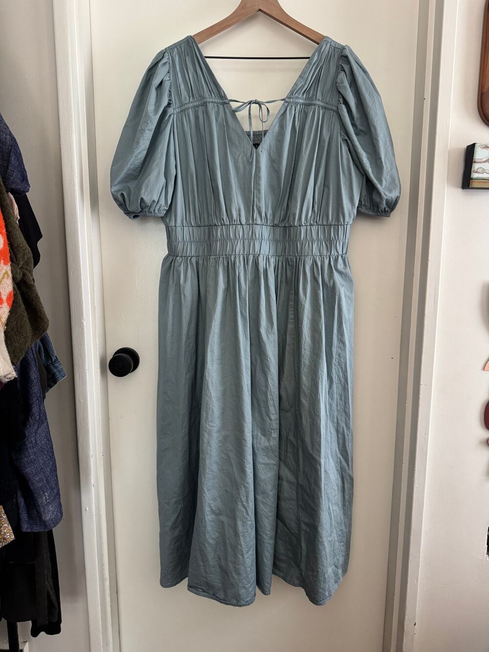 ELOQUII puffy sleeve dusty blue midi dress - size 16